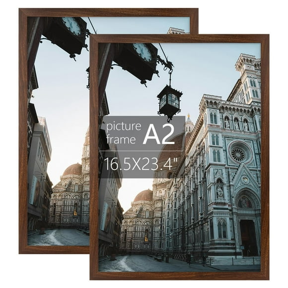 Golden State Art, A2 Frame with Plexiglass, 16.5x23.4 inch Large Poster Frame - Horizontal and Vertical Display for Wall - Set of 2 (Dark Brown)