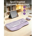 thumbnail image 3 of Ergonomic Wireless Keyboard and Mouse Combo, 2.4G Full Size Wave Keyboard with Cushioned Palm Rest, 3 DPI Adjustable Mouse, USB-A & C Compatible with Computer, Laptop, Mac & Tablet - Purple, 3 of 8