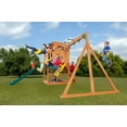 thumbnail image 3 of Creative Cedar Designs Timber Valley Wooden Playset with Wooden Roof, Glider Swing, Sandbox, Climbing Wall, Ladder, Slide & Belt Swings, 3 of 13