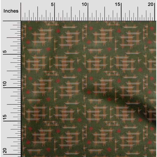 oneOone Polyester Lycra Fabric Geometric Kasuri Decor Fabric Printed BTY 56 Inch Wide