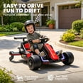 thumbnail image 4 of iYofe 12V Ride on Car for Kids, 360° Spin Drift Racing Go Kart with Powered PU Glowing Wheels, Water Spray Effect with Light, Music, Electric Ride On Toys for Boys Girls Age 3-8, Red, 4 of 8