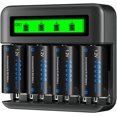 thumbnail image 1 of Paquete de 4 Pilas Recargabl D de 10000mAh con Cargador de 8 Bahías para Pilas Recargabl NIMH de 1.2V AA/AAA/C/D,Alta Capacidad, Baja Autodcarga, con Cable Micro USB, 1 of 5