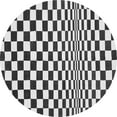 thumbnail image 1 of Ahgly Company Indoor Round Checkered Gray Modern Area Rugs, 4' Round, 1 of 1