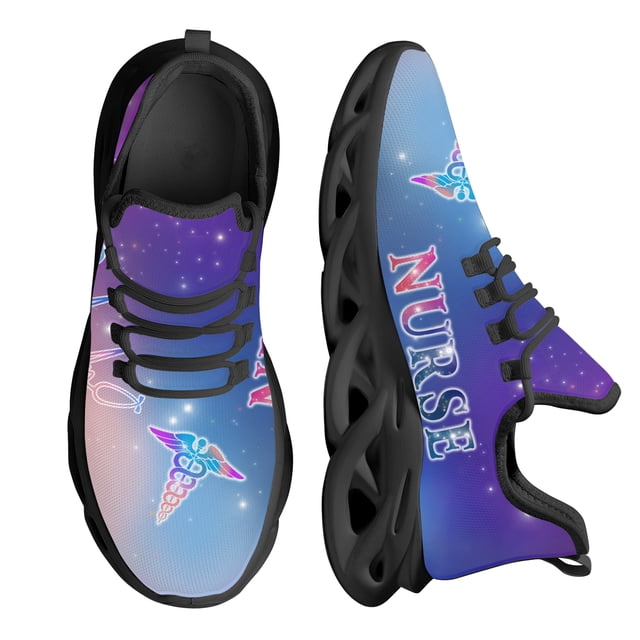 Zapatillas deportivas con estampado de galaxia para enfermeras de EMT para fitness para mujeres, zapatillas para correr ligeras y transpirables, zapatos de enfermera antideslizantes