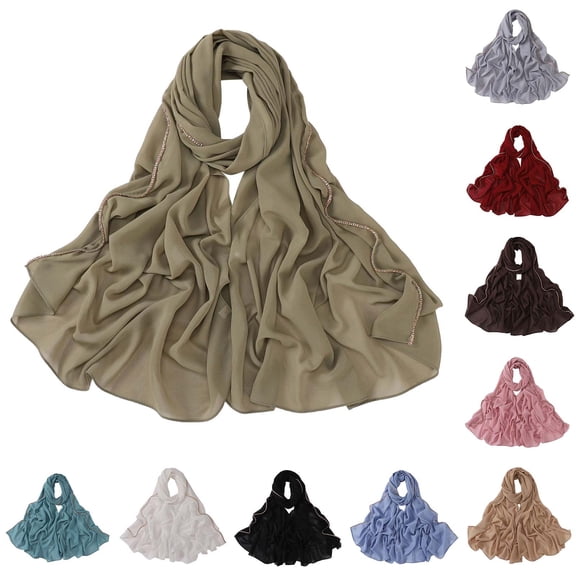 Multicolor Hijab Scarf for Women Chiffon Premium Chiffon Hijab Head Scarf Shawl Wrap for Muslim Women Lightweight One Size
