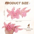 thumbnail image 2 of Uxcell 4 Pcs(2 Pairs) Aplique de Lentejuelas de Flor con Cuentas de Rhinestone, Parche de Bordado 3D para Adiciones de Costura para Vestidos de Novia, Manualidades Decorativas, Rosa, 2 of 6