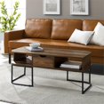 thumbnail image 4 of Walker Edison 1-Drawer Curved Metal Coffee Table in Reclaimed Barnwood/Black, 4 of 6