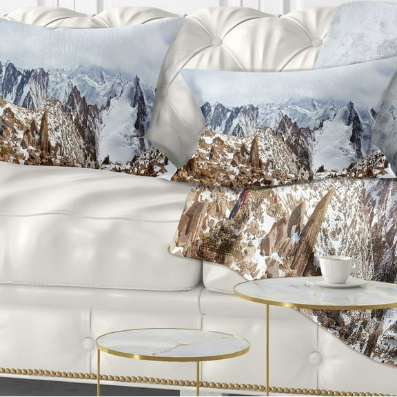 Designart Climbers on the Mountain Top - Landscape Printed Throw Pillow - 12x20