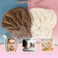 thumbnail image 6 of 2pcs Hair Drying Towel Hair Towel Wrap for Women Bow Hair Drying Cap for Straight Short Hair Beige Brown, 6 of 7