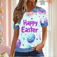 thumbnail image 1 of TaTaai Women's Waffle Knit Short Sleeve Polo Collar Easter Print Casual Top Summer Loose Fit Blouse All Over Pattern Plus Size Gift, 1 of 6
