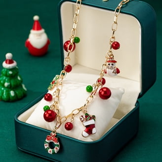 Sixexey Christmas Bell Necklace & Earrings Set - Jingle Bell Holiday Jewelry For Women