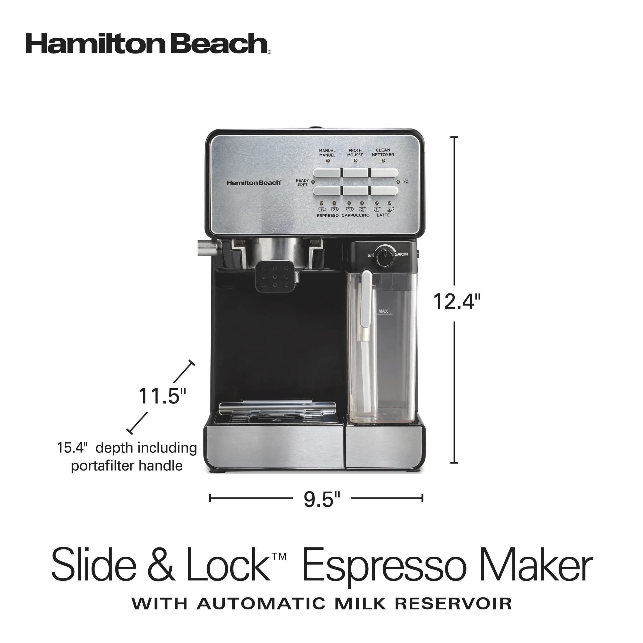Hamilton Beach 15-Bar Espresso Machine, Slide & Lock Espresso