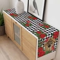 thumbnail image 4 of Christmas Table Runner 90 Inches Long Farmhouse Dress Scarves, Red Cardinal Bird Poinsettia Pine Needles Plaid Dining Tablerunner for Coffee Table/Kitchen Island/Party Décor, 13" x 90", 4 of 8