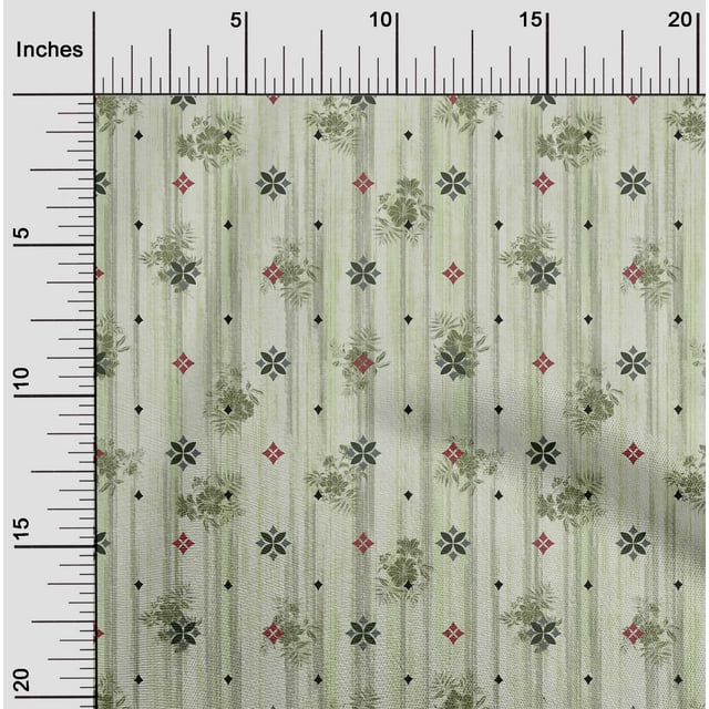 oneOone Tissu Cambric Coton Vert Menthe Floral & Texture Matériel de Robe Tissu Imprimé Tissu au Mètre 42 Pouces de Large