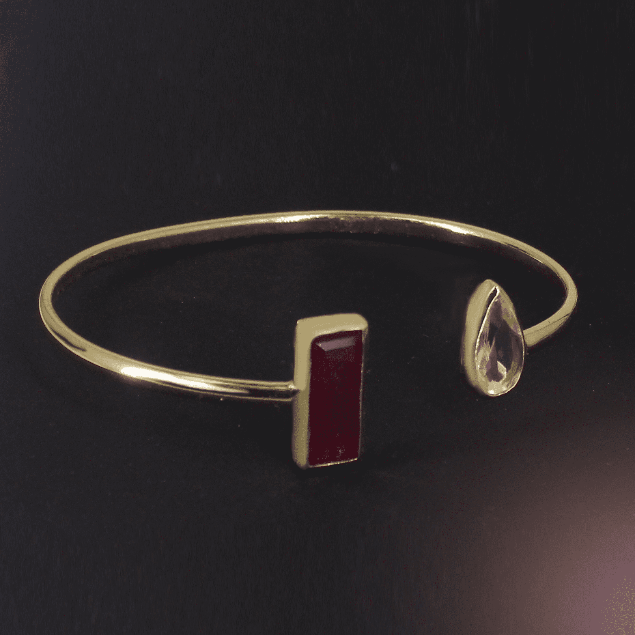 Maya Natural Red jade And Crystal 18k Gold Plated Bracelet