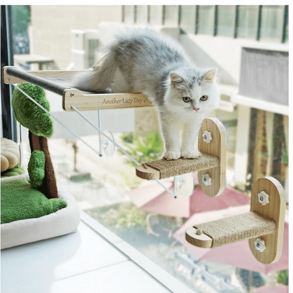 , Foldable Cat  for Window, Stable Window Shelves for Indoor Cats, Set Includes 2 Pack of Window Stairs