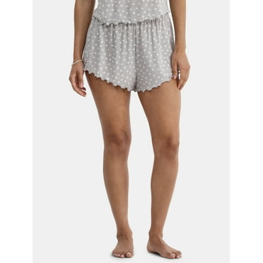 No Boundaries Ribbed Sleep Shorts with Lace Trim, Women's