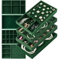 thumbnail image 1 of Jewelry Drawer Organizer, 8 Set of Stackable Velvet Organizer Tray, Drawer Inserts for Jewelry Organization, Showcase and Safely Store Your Collection with Elegance and Sophistication (Green), 1 of 6
