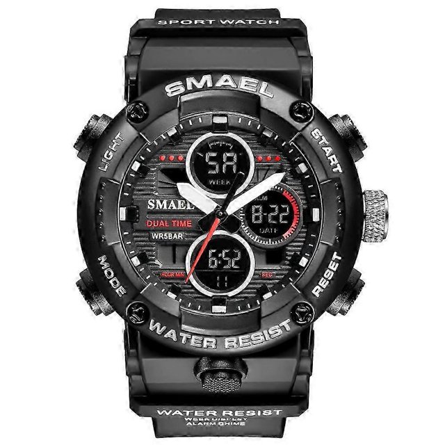 Reloj militar SMAEL para hombre, resistente al agua, de cuarzo, analógico, digital, deportivo, negro y dorado