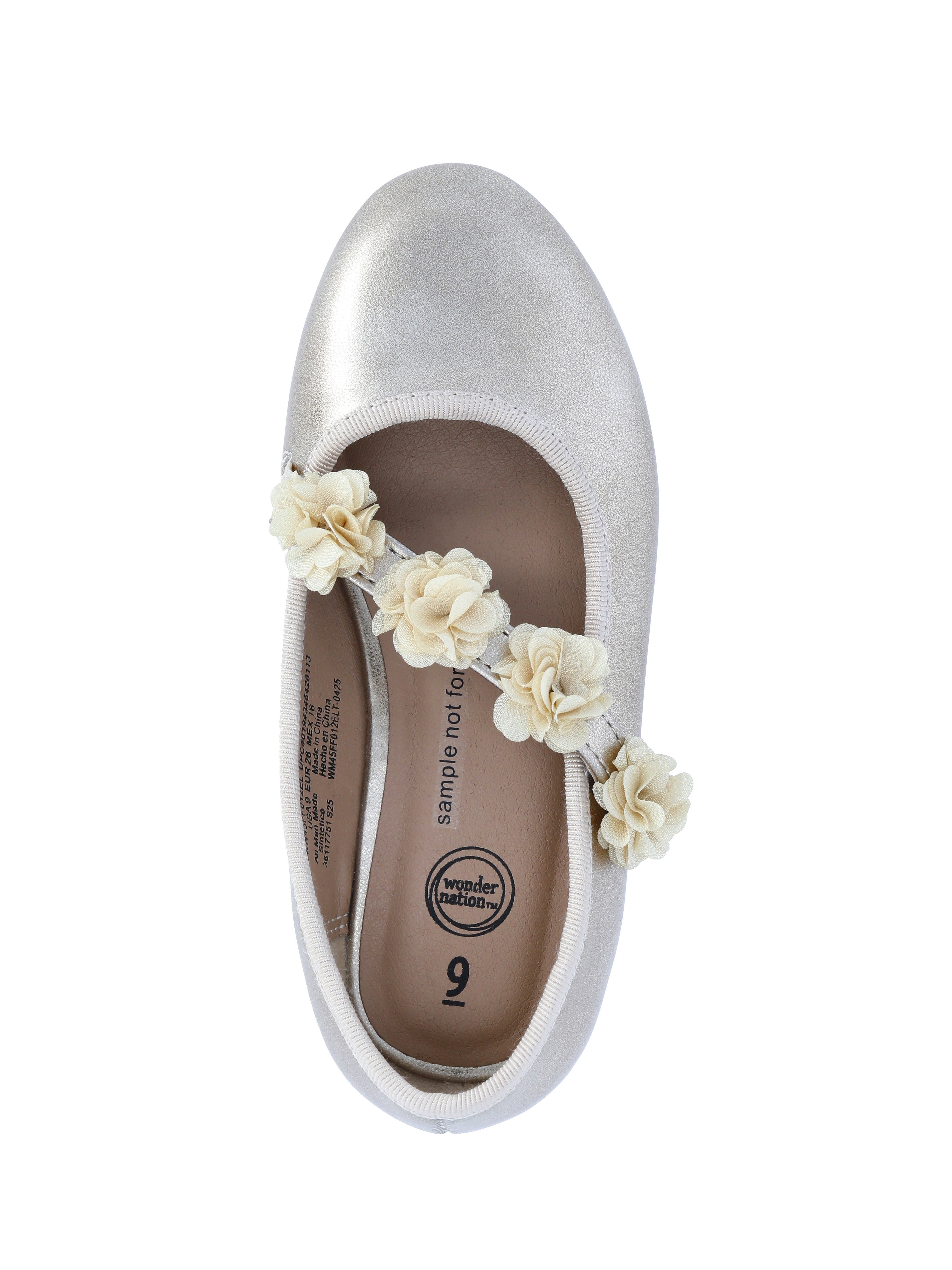 Wonder Nation Toddler Girls Ballet Dress Flats with Floral Strap