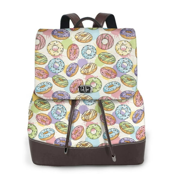Easygdp Glazed Donuts Mochila de Cuero para Mujeres, Bolso de Hombro, Bolsos de Mano de Moda para Trabajo y Viajes