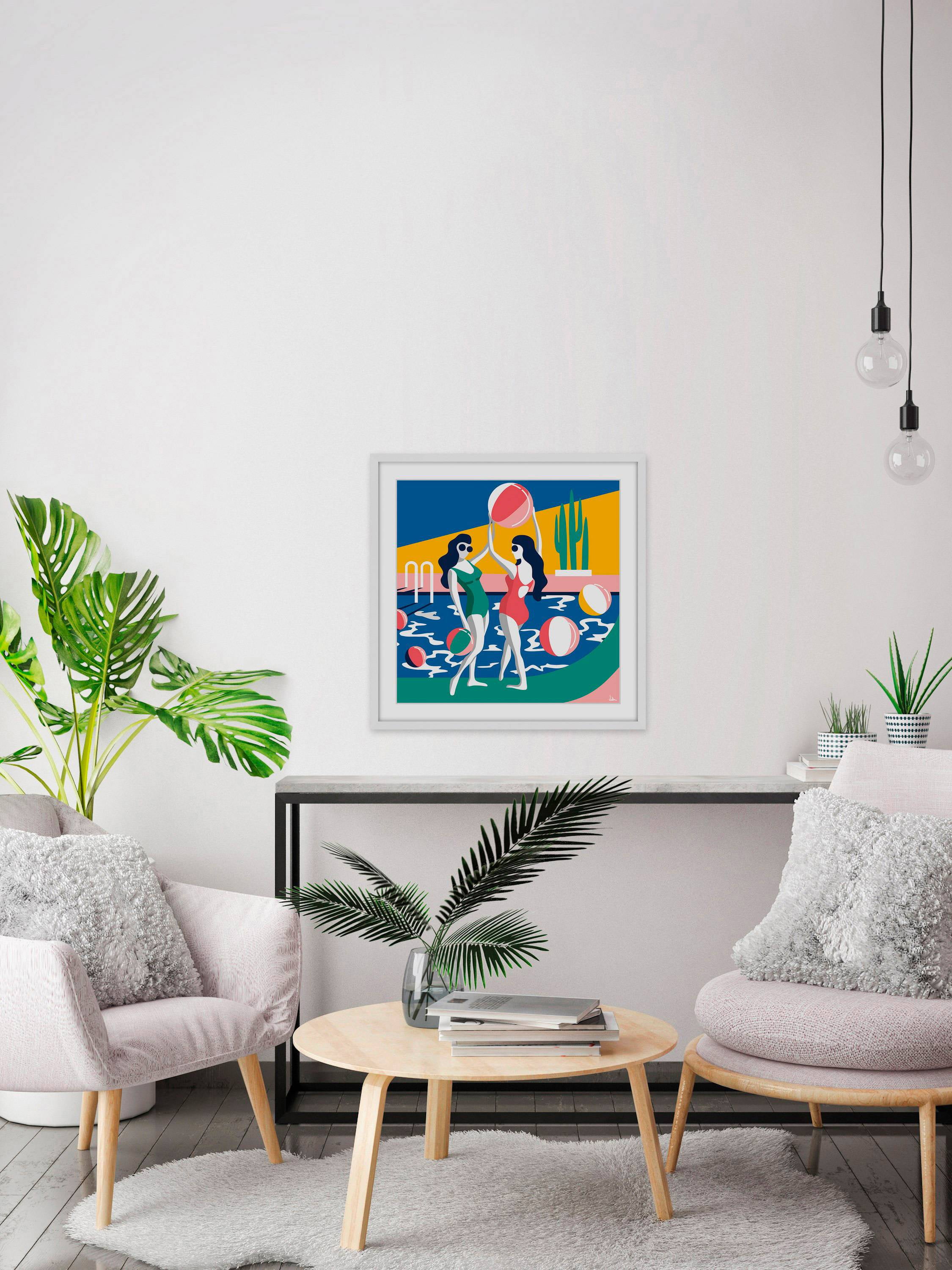 Pool Side Attraction Framed Painting Print