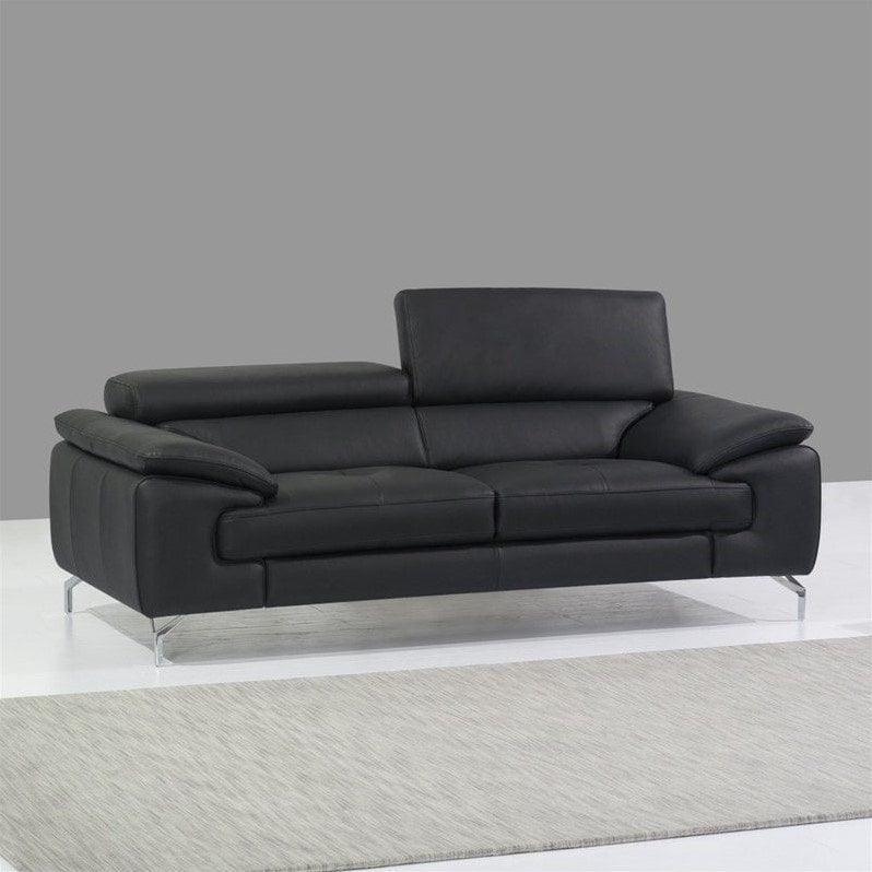 J&M Furniture A973 Italian Leather Sofa in Black