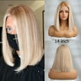 thumbnail image 5 of Human Hair 13x1 Lace Front Wig for Women & Girls, Shoulder Length Bob {Straight} with Highlights - Heat Resistant, 5 of 21