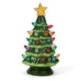 thumbnail image 2 of Ceramic Christmas Tree - Tabletop Tree With Lights - (6.75 Inch Small Green Christmas Tree/Multicolored Lights) - Lighted Vintage Ceramic Tree, 2 of 4