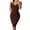 Brown, variant on Mist Azur Women Nightgown Sleepwear Full Slips Dress Sexy Sleeveless Nightshirt V Neck Adjustable Spaghetti Strap Chemise for Women