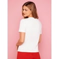 thumbnail image 3 of Camiseta de cuello redondo con lentejuelas en forma de corazón, de algodón liso, ideal para adultos, hombres, mujeres, adolescentes y jóvenes. Camiseta deportiva informal., 3 of 5