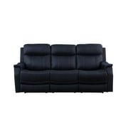 Steve Silver Valencia Leatherette Dual Power Reclining Sofa with Console, Ocean Blue