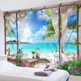 thumbnail image 2 of Tapiz de pared de playa de océano turquesa para colgar en la pared tropical oriental, 2 of 5