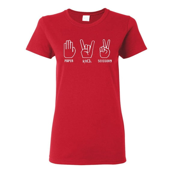Ladies Paper Rock Scissors Play Game Funny T-Shirt Tee