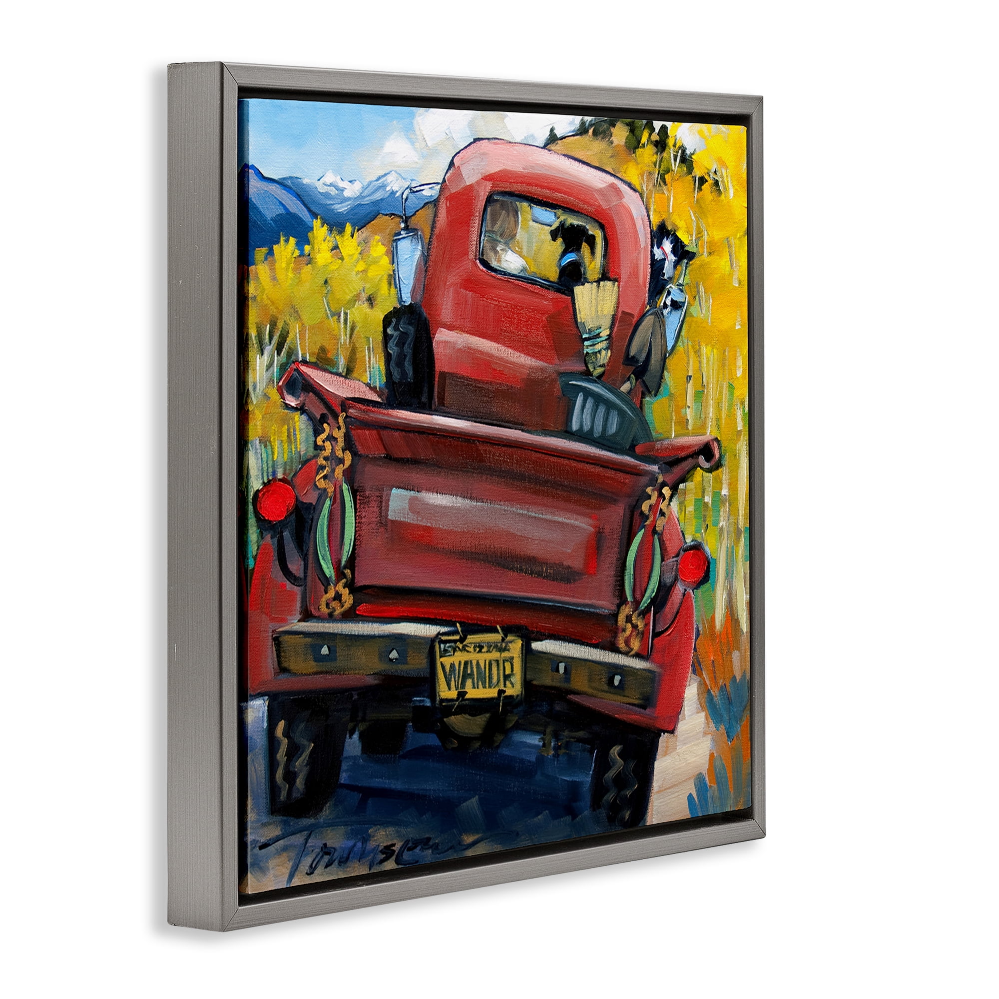Stupell Industries Wander Truck Through Wheat Grass Gray Framed Floater Canvas Wall Art, design by CR Townsend