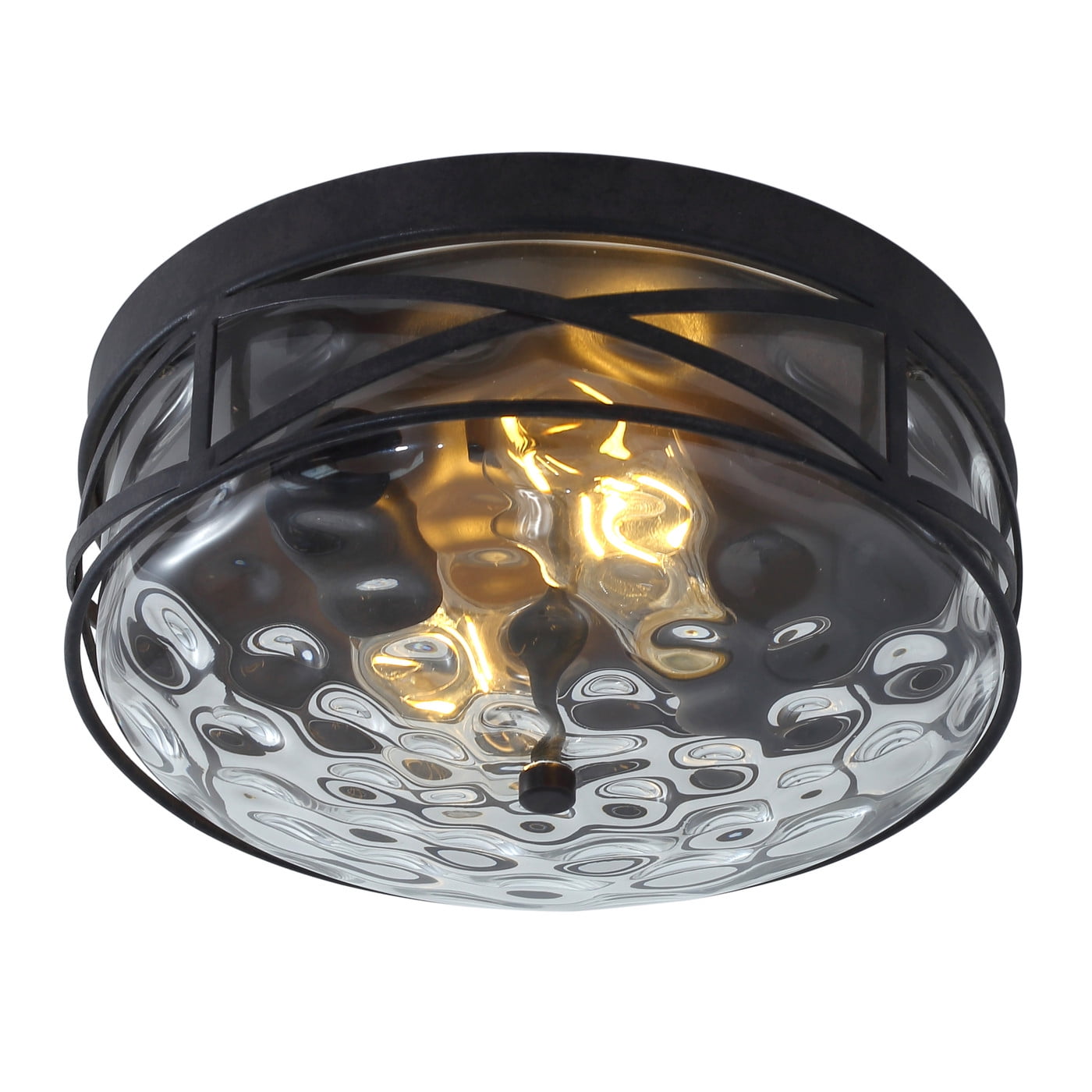 Aiwen 2 Lights Unique Drum Glass Shade Farmhouse Decorative Flush Mount Ceiling Lamp