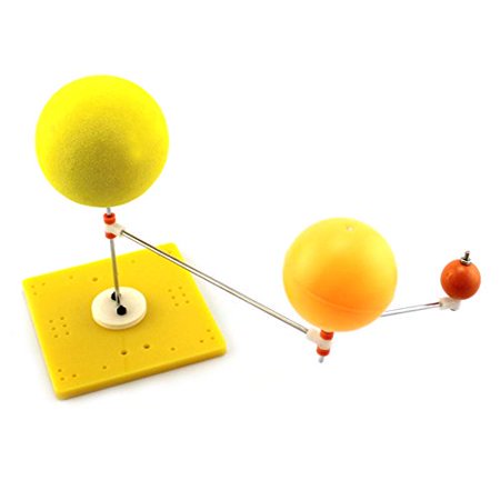 NWFashion DIY Earth/Moon/Sun Function Model Kit - Educational Astronomy Tool for Students, Manual Rotation, 120x200mm, Includes 3 Plastic Balls in Random Colors, 36.5g