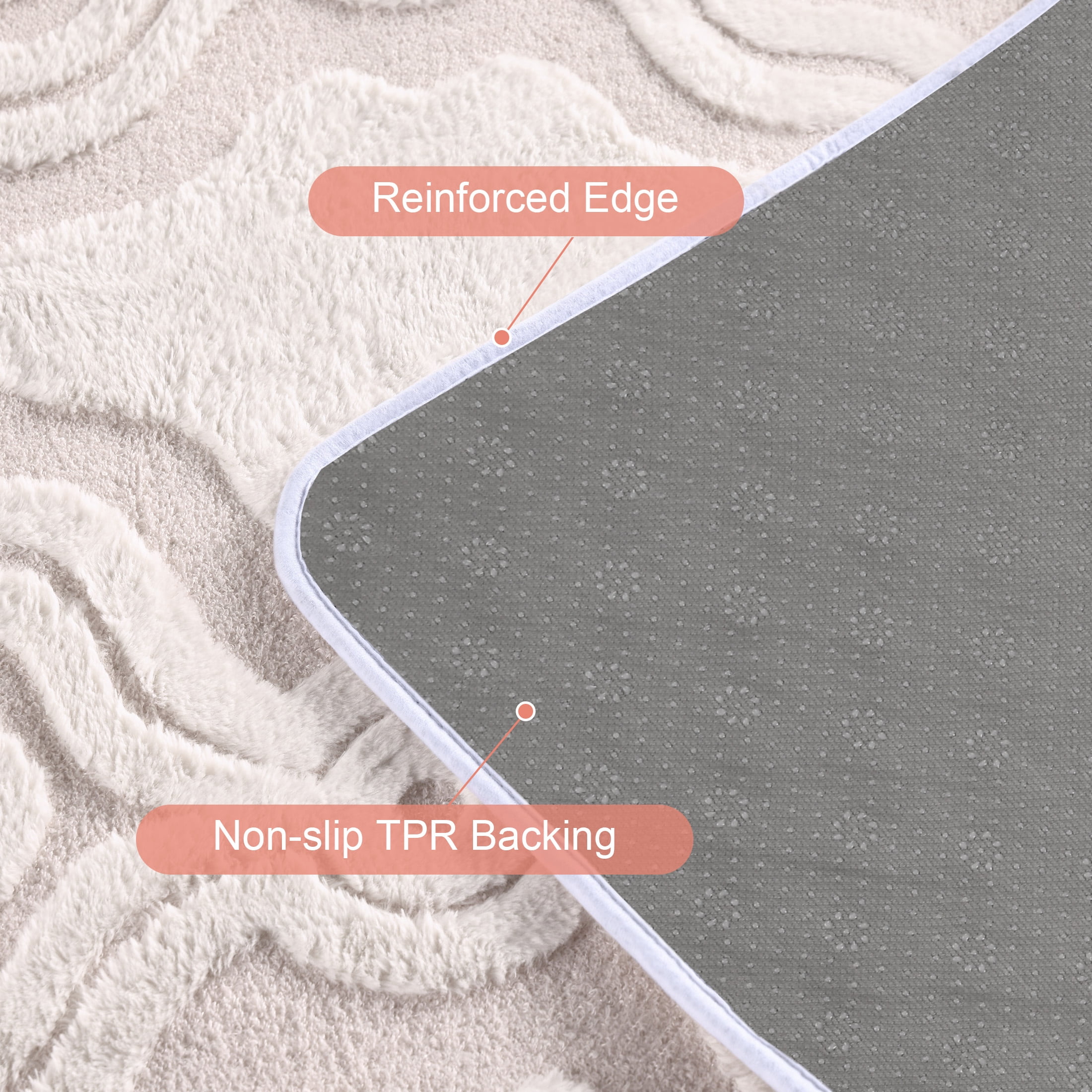 Nefoso Low Pile Area Rug, 8ft x 10ft Area Rugs for Living Room Bedroom Decor, Non-Slip Carpet, Modern Geometric, Beige & Apricot