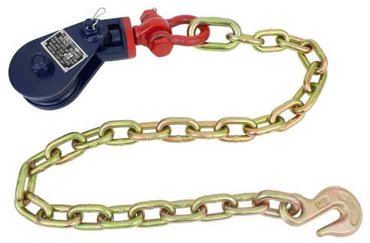 2 Ton 3" Snatch Block w/ Shackle 3/8''Tow Chain for Anchor Wrecker Carrier Cable 