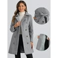 thumbnail image 2 of DARING DIVA Women's Double Breasted Slant Pocket Button Down Belted Coats Grey S, 2 of 6