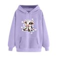 thumbnail image 4 of Aimik Cute Graphic Hoodies Sweatshirts for Women Fall Winter Drawstring Cow Print Pullover Tops Womens Loose Comfy Clothes with Pocket, 4 of 5