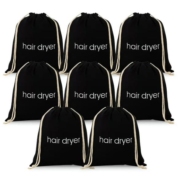 Bolsas para secador de pelo ERKXD (paquete de 3, 6 y 8) con cordón, para viaje y baño (8 unidades, color negro)