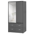 thumbnail image 4 of Pemberly Row Armoire à Double Porte Coulissante avec Miroir, Gris Foncé, 4 of 9
