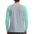 thumbnail image 4 of WTOBBY Men's Color Block Raglan Long Sleeve T-Shirt Top Casual Contrast Design Shirt for Men in Everyday Fashion and Comfort,Mint Green 2XL, 4 of 6