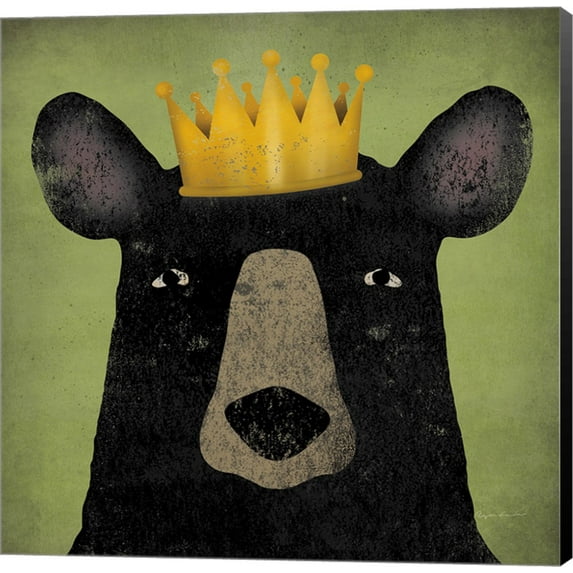 The Black Bear with Crown by Ryan Fowler, Canvas Wall Art