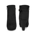 thumbnail image 5 of BLISSFUL STEP Round Toe Side Zip Platform Chunky Heel Ankle Boots for Women Black 8, 5 of 6