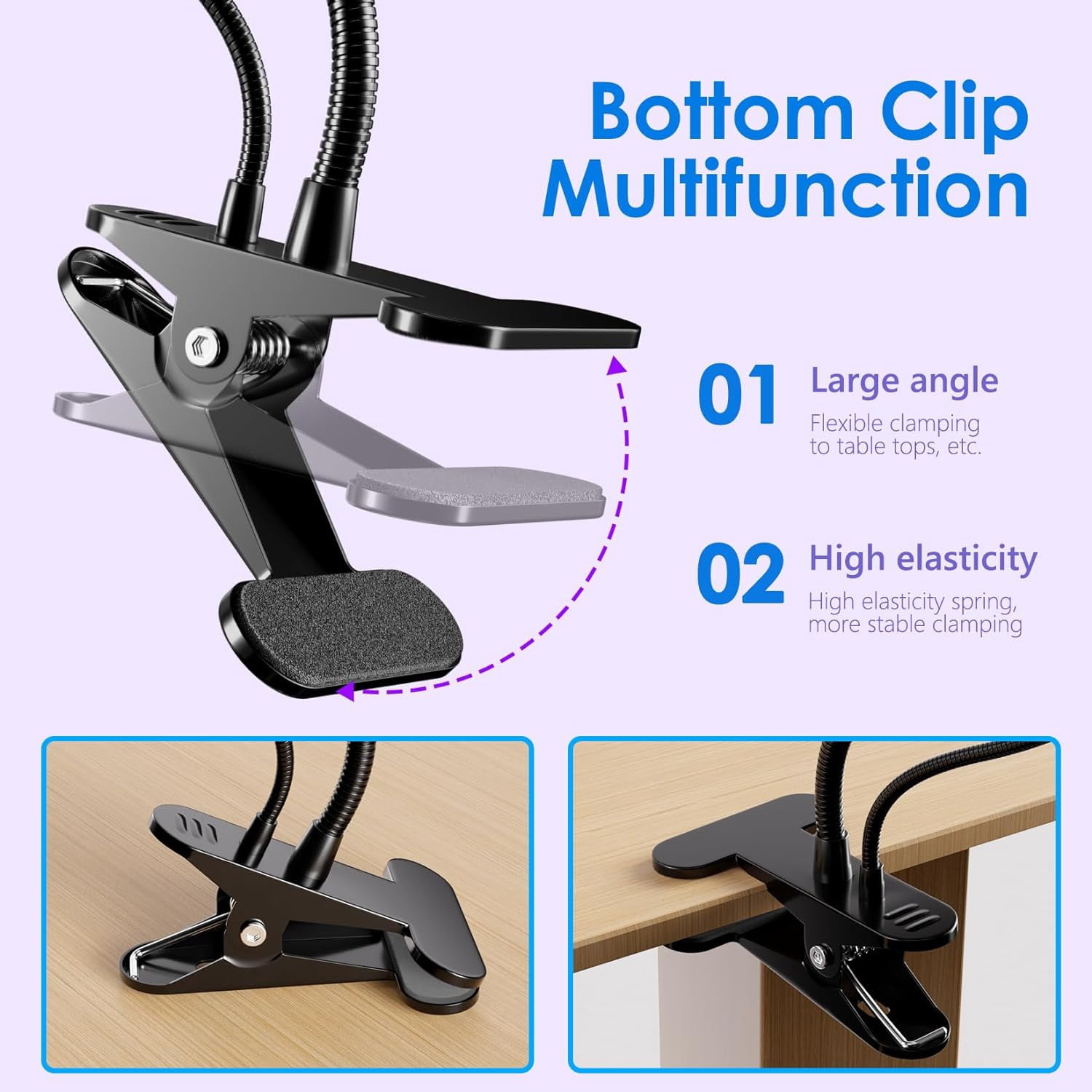 KOMI LED Nail Lamp Double-Headed U V LED Light Quicky-Dry Nail Manicure Dryer Curing Light with Portable Gooseneck and Clamp Flash Cure U V Light for Gel Nails Professional Home DIY Salon Black
