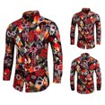 thumbnail image 2 of Camisa estampada para hombre, camisa de temperamento ajustada, camisa informal de manga larga con solapa Floral para hombre, camisa de talla grande versión coreana para hombre Pompotops  oipoqjl50375, 2 of 7