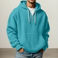 thumbnail image 2 of Telankuip Mens Waffle Quarter Zipper Hoodies Soft Cozy Solid Color Loose Hooded Sweatshirts Long Sleeve Drop Shoulder Oversized Drawstring Pullover Tops with Pockets Sky Blue XS, 2 of 5