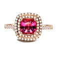 thumbnail image 2 of Superb 1.50 carat cushion cut Ruby and Diamond double Halo Engagement Ring in Rose Gold, 2 of 4